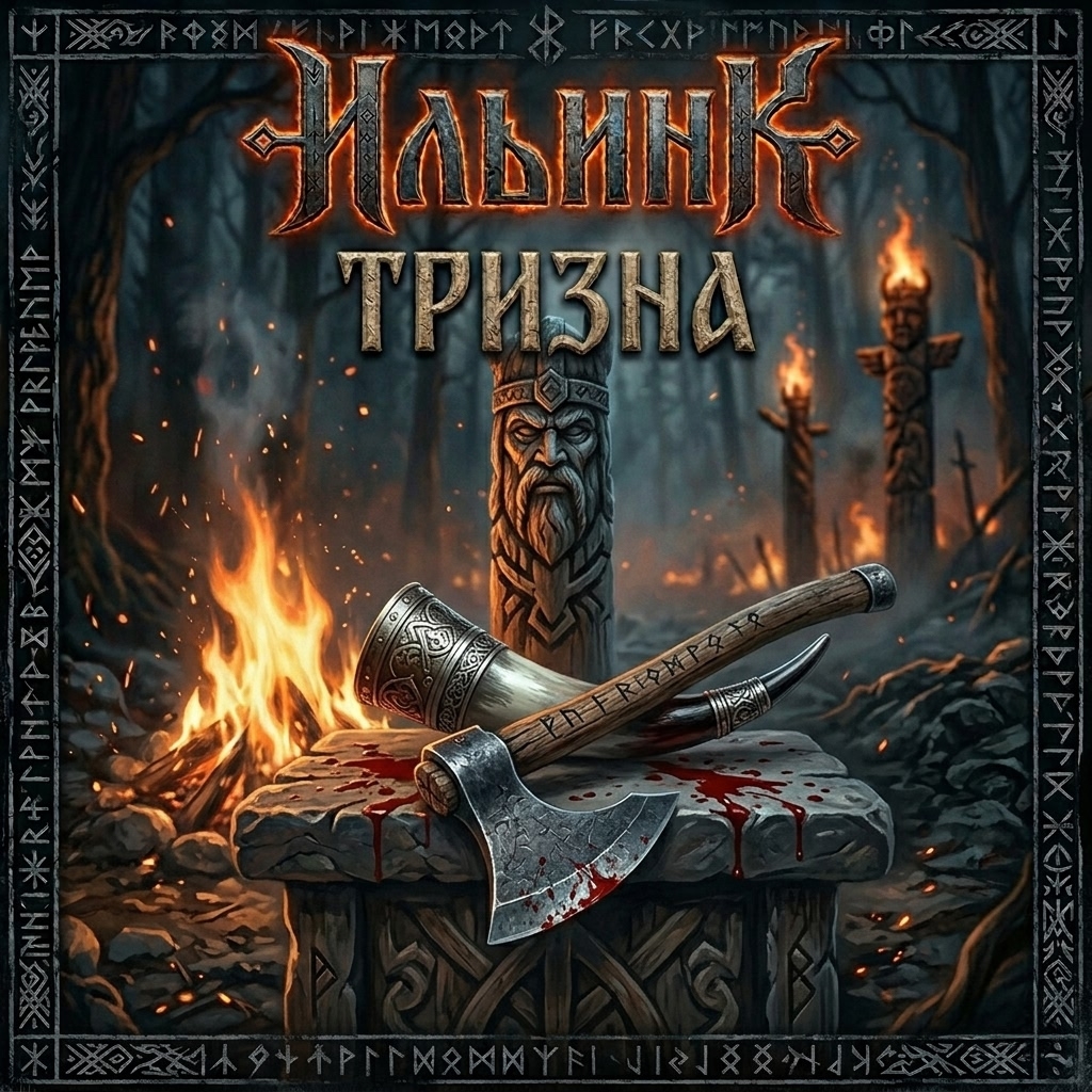 ИльинК: ​Мы рады представить вашему вниманию обложку первого сингла с нашего грядущего альбома "Эхо забытых богов". Трек получил название "ТРИЗНА".